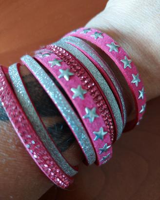 bracciale fucsia con stelline e brillantini 