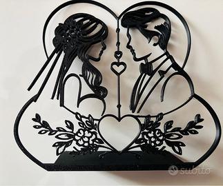 Decorazione matrimonio sposi con cuore stampa 3d