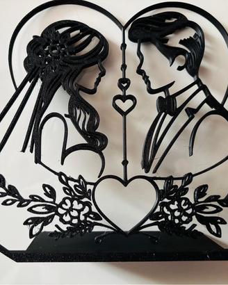 Decorazione matrimonio sposi con cuore stampa 3d