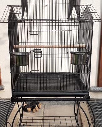 Voliera con sostegno per pappagalli 