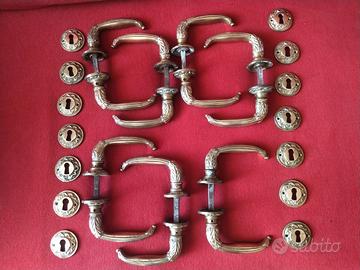 Lotto Stock 7 Coppie Maniglie d'Epoca in Ottone