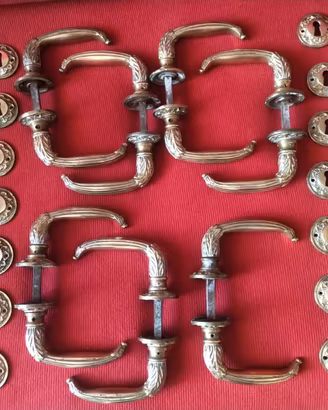 Lotto Stock 7 Coppie Maniglie d'Epoca in Ottone
