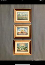 Set 3 quadretti, stampe Ivan Rabuzin,pittura naïf