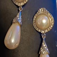 Orecchini argento pendenti con perle vintage 