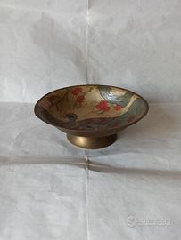 Coppa in ottone dipinta a mano anni '50 - 60