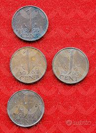 NEDERLAND 1950-1982 lotto di 9 monete da 1 e 5 Cen