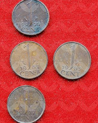 NEDERLAND 1950-1982 lotto di 9 monete da 1 e 5 Cen