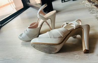 Scarpe da donna bianche estive con tacco