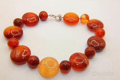 Splendido bracciale argento e agata marrone