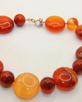 Splendido bracciale argento e agata marrone