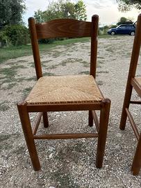 Set di 6 sedie in legno con  seduta in paglia