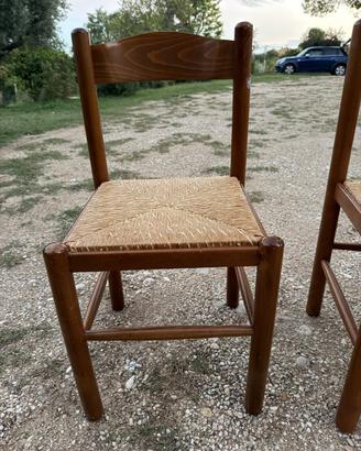 Set di 6 sedie in legno con  seduta in paglia