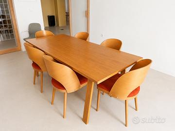 Tavolo artigianale in rovere 200×90 cm + 6 sedie F