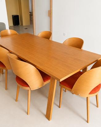 Tavolo artigianale in rovere 200×90 cm + 6 sedie F