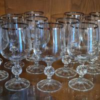 12 Calici Bohemia di Cristallo Finitura In Argento