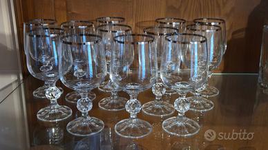 12 Calici Bohemia di Cristallo Finitura In Argento