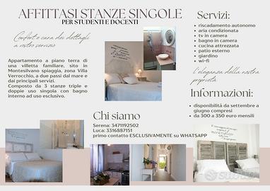 Posti letto in stanze singole studenti o docenti