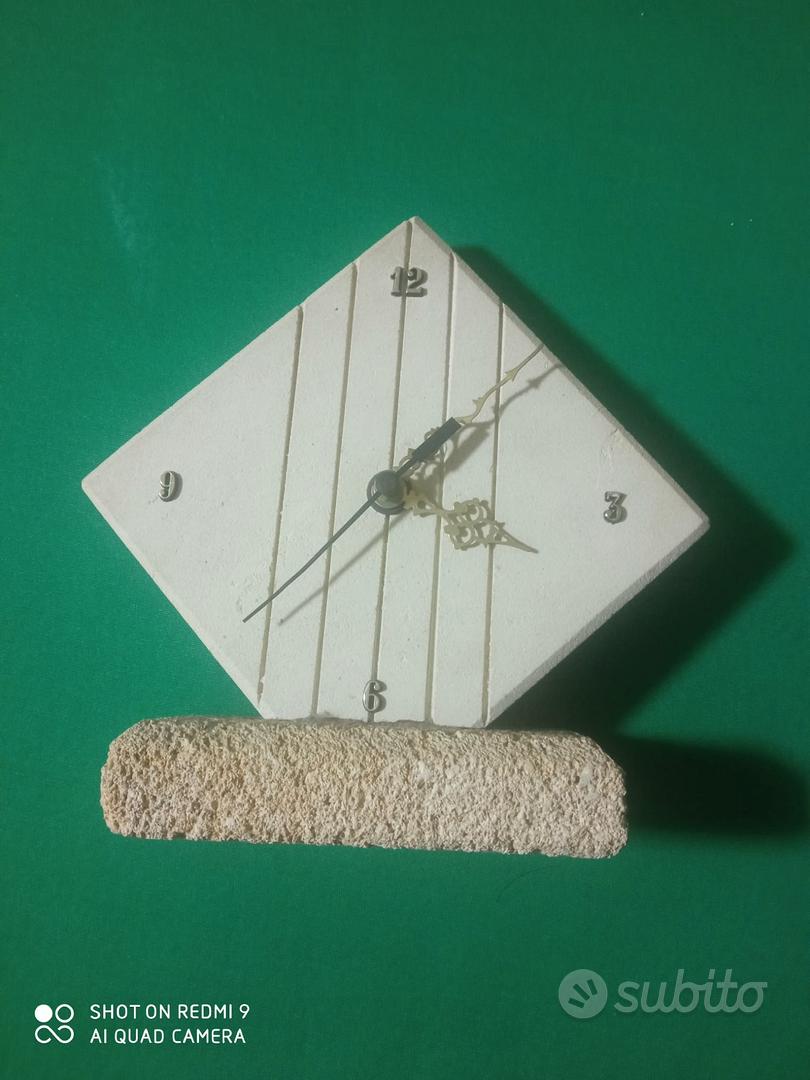 Orologio Da Parete In Pietra Leccese - Artigianato Salentino, Bomboniera Elegante 19x19cm - Foto 9