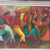 South American Folk 1980 olio su tela 100x60