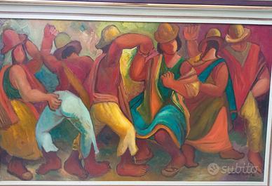 South American Folk 1980 olio su tela 100x60
