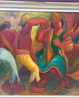 South American Folk 1980 olio su tela 100x60