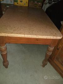 tavolo antico in legno e marmo verona