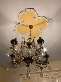 Lampadario ottone oro
