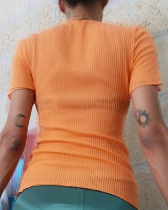 Top a costine Tezenis arancione – Maniche corte 