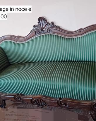 Divano antico stile Luigi Filippo in noce