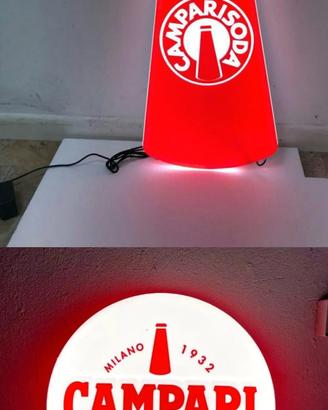 Coppia Tabelle Insegne Luminose Campari Soda Nuove