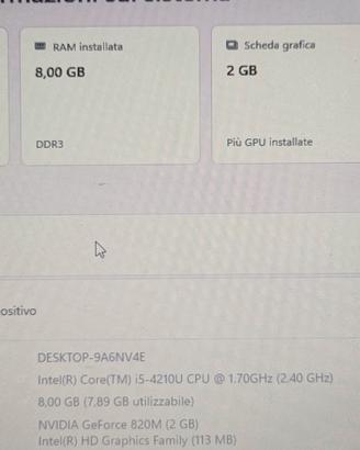 Pc portatile notebook asus i5 8gb ram nvidia