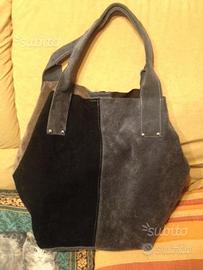 Borsa in pelle scamosciata