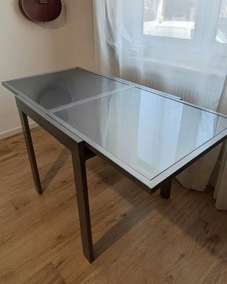 Tavolo allungabile in metallo e vetro 70x70/140x70