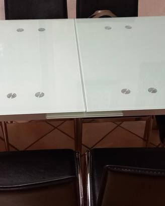 tavolo allungabile in vetro  temperato