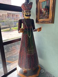 Coppia grandi statue indiane legno 190 cm