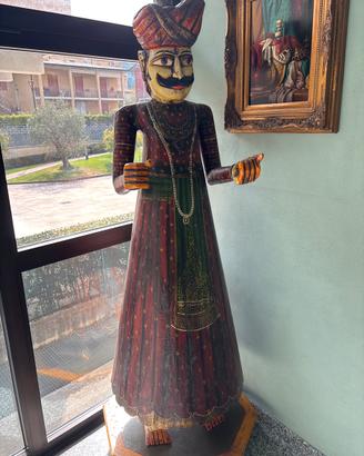 Coppia grandi statue indiane legno 190 cm
