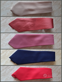 5 Cravatte tinta unita colori vari anni 70