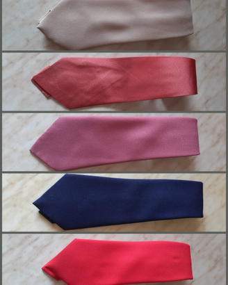 5 Cravatte tinta unita colori vari anni 70