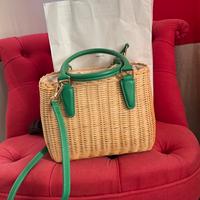 Borsa in pelle e paglia