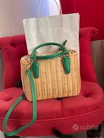 Borsa in pelle e paglia