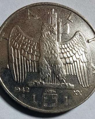C020> Moneta da 1 LIRA del 1942 = Regno d'Italia