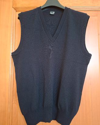 gilet  uomo blu misto lana
