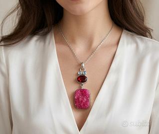 collana argento con pietre naturali 