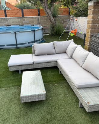 Salotto da esterno Outsunny 5 posti in rattan