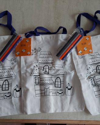 borsa da colorare con pennarelli di halloween