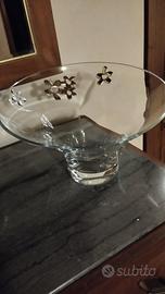 ciotola in cristallo con applicazioni di fiori in 