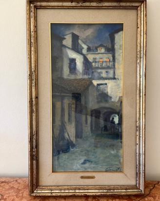 Quadro R. Giovannetti Notturno Naviglio Milano