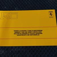 Ferrari F40 libretto tagliandi 