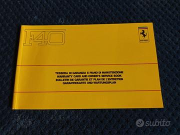 Ferrari F40 libretto tagliandi 