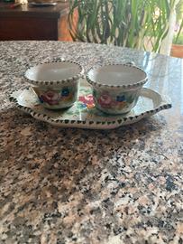 Vassoio ceramica Vietri sul mare con 2 tazzine